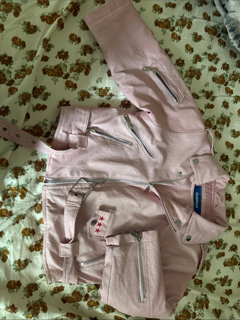 Kids' Pink Faux Leather Moto Jacket